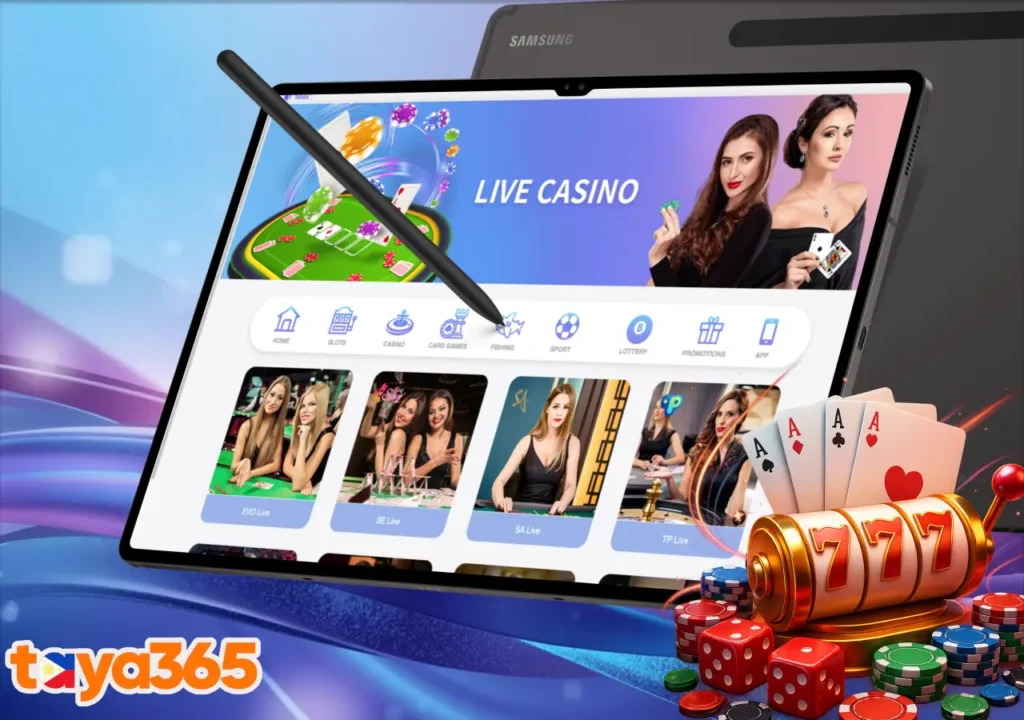 Introduction to the Taya365 live casino section with professional real dealers